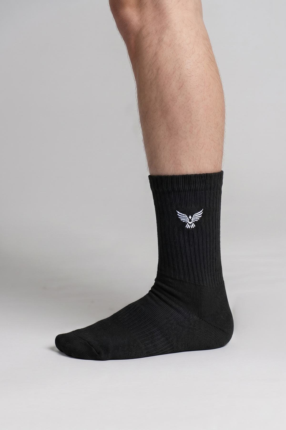 Adult Men's Cotton Long Sports Socks - Black | 3-Pack