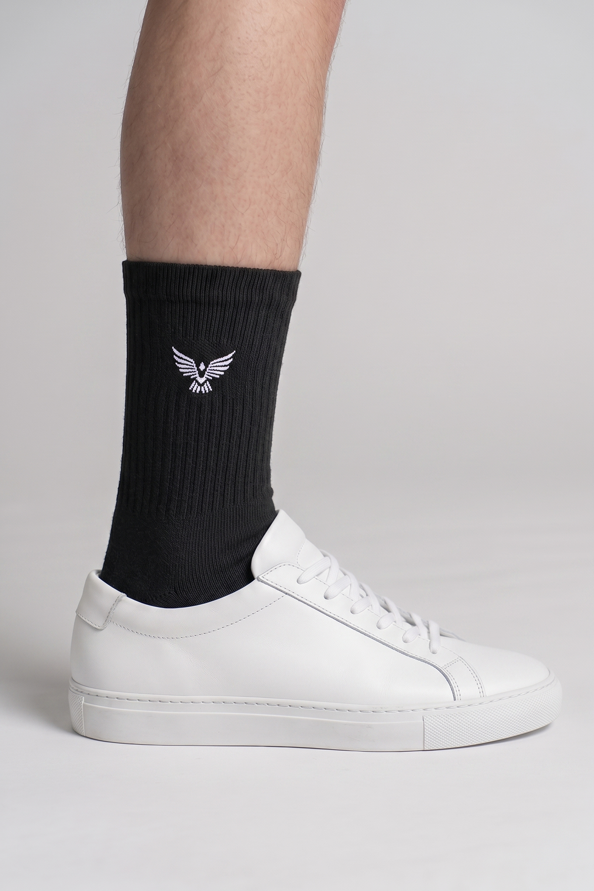 Adult Men's Cotton Long Sports Socks - Black | 3-Pack