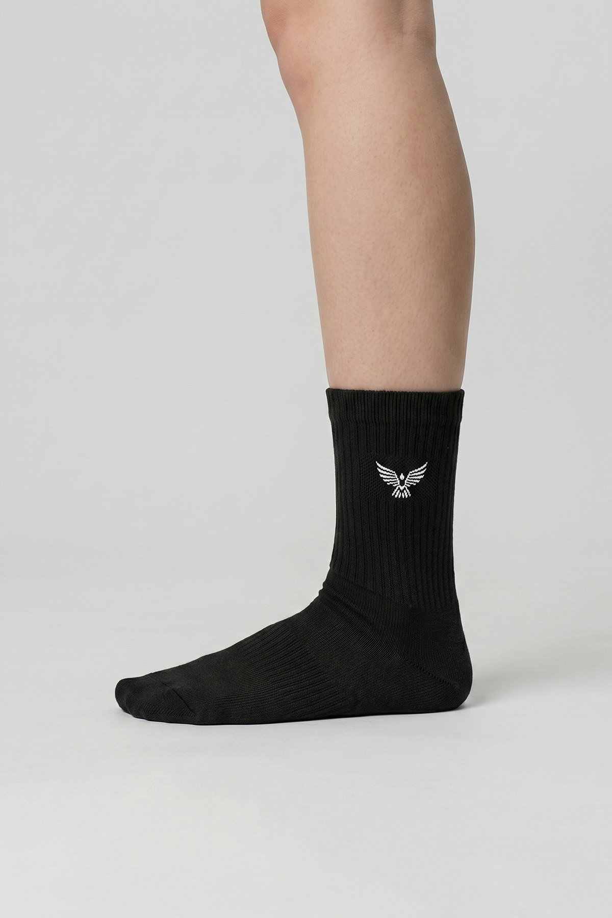 Adult Women's Cotton Long Sports Socks - Black | 3-Pack