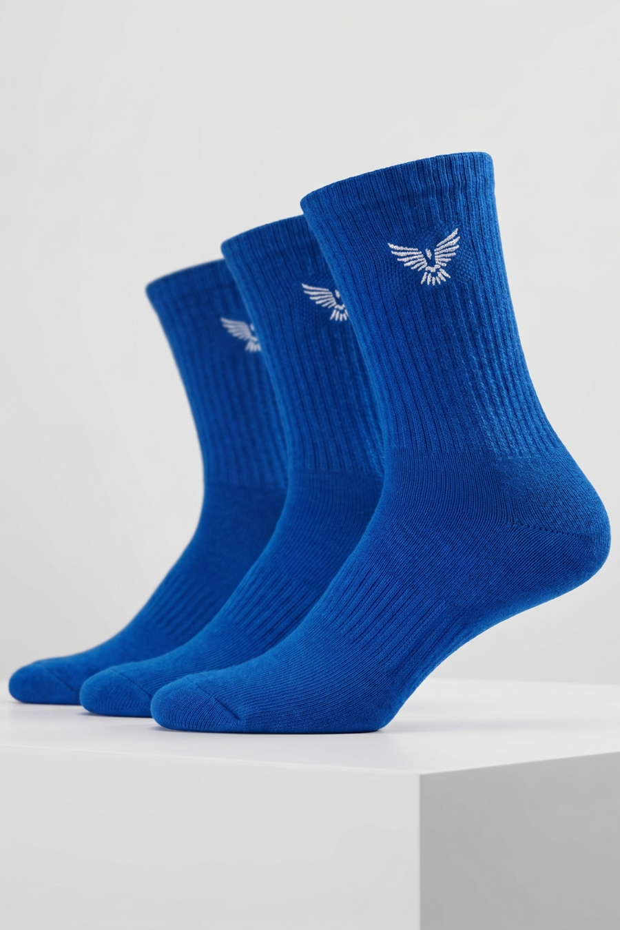 Boys Teen / Kids Cotton Long Sports Socks - Navy Blue | 3-Pack