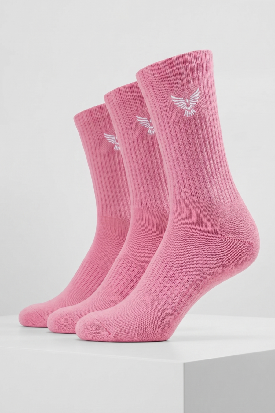 Girls Teen / Kids Cotton Long Sports Socks - Pink | 3-Pack
