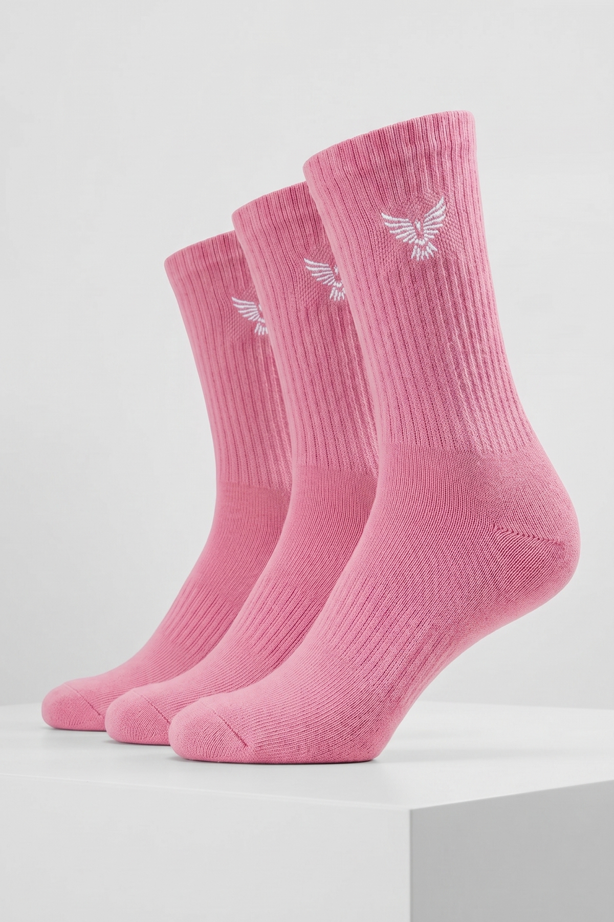 Girls Teen / Kids Cotton Long Sports Socks - Pink | 3-Pack