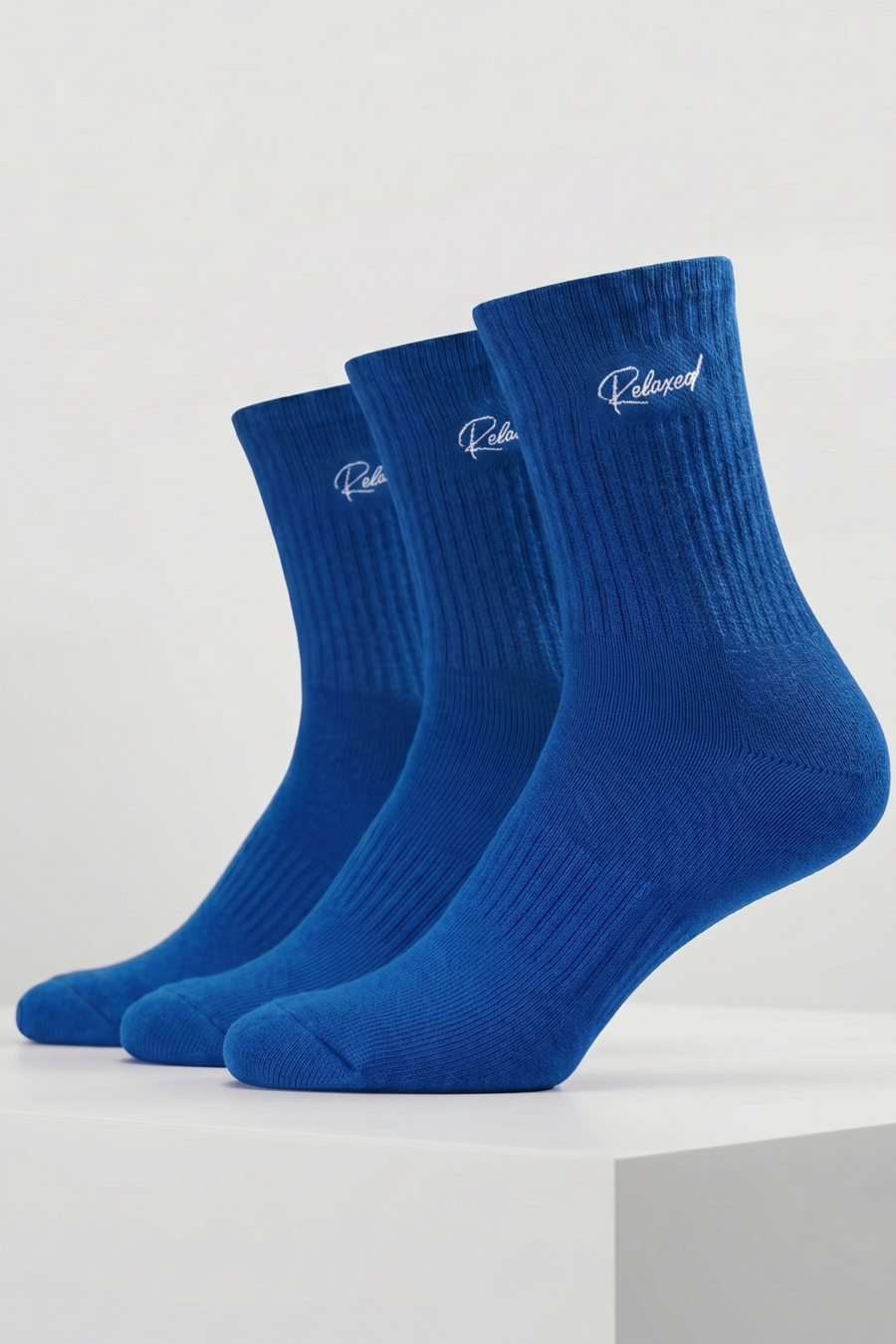 Boys Teen / Kids Cotton Medium Sports Socks - Navy Blue | 3-Pack