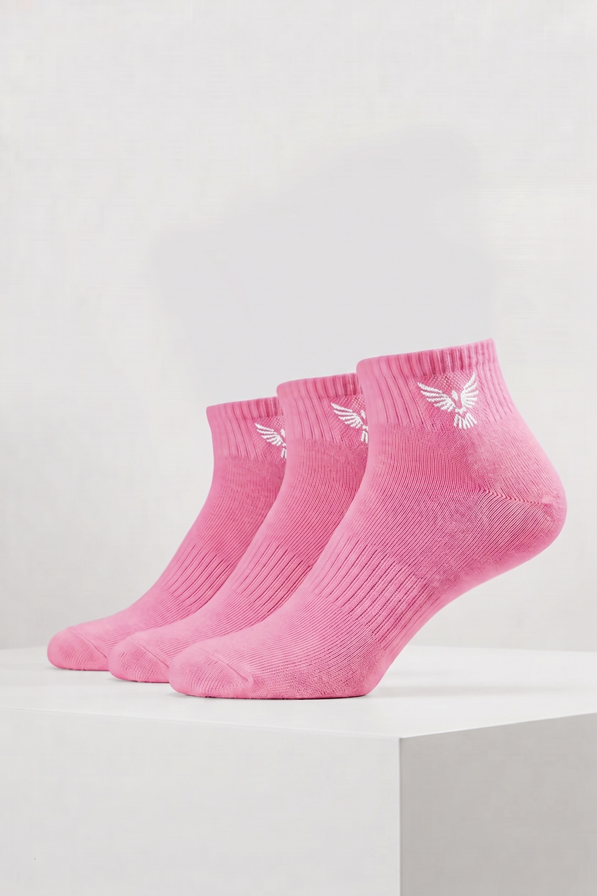 Girls Teen / Kids Cotton Short Sports Socks - Pink | 3-Pack