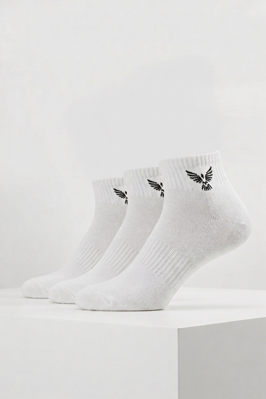 Unisex Cotton Short Sports Socks - White | 3-Pack