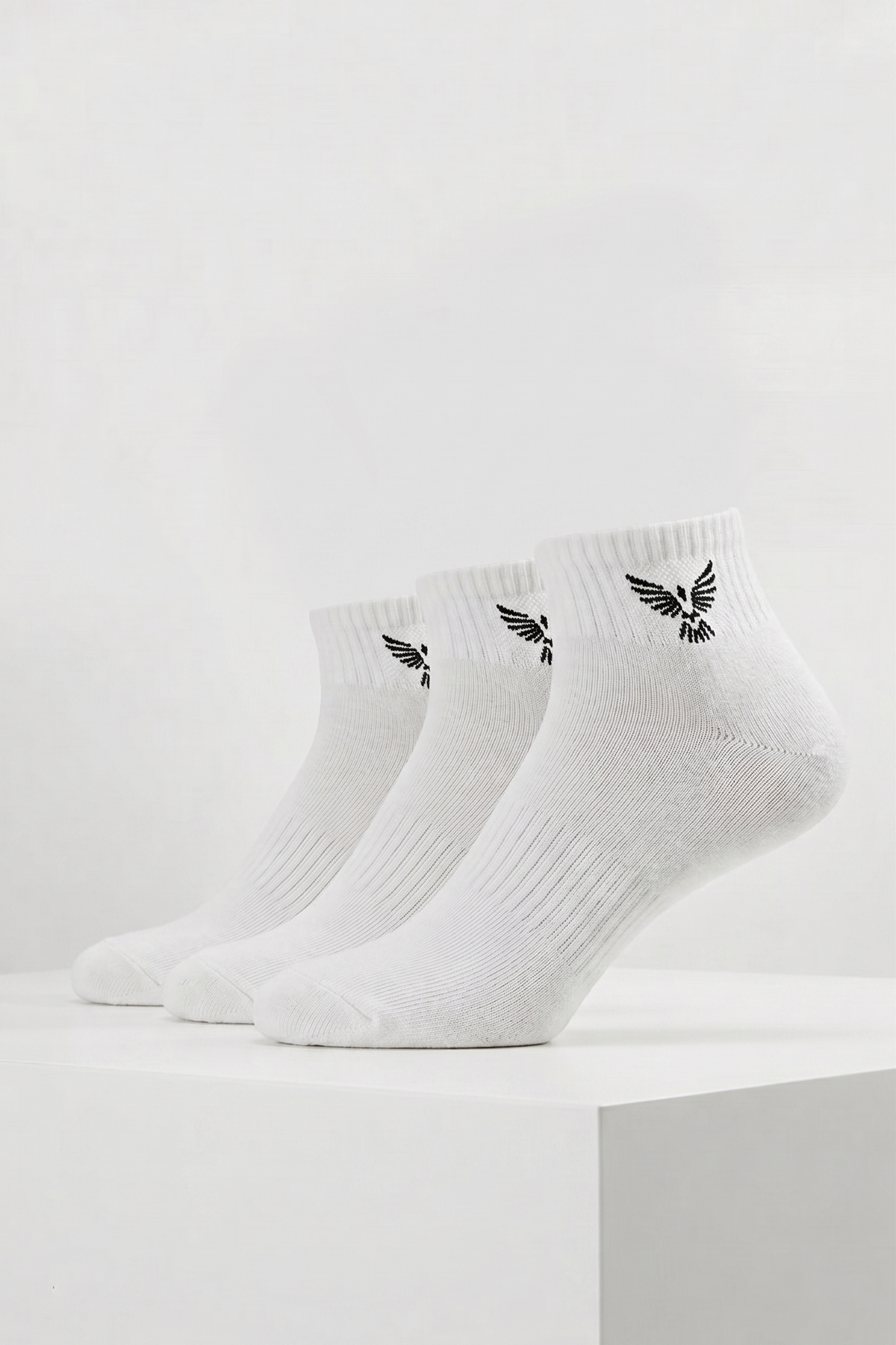 Unisex Cotton Short Sports Socks - White | 3-Pack