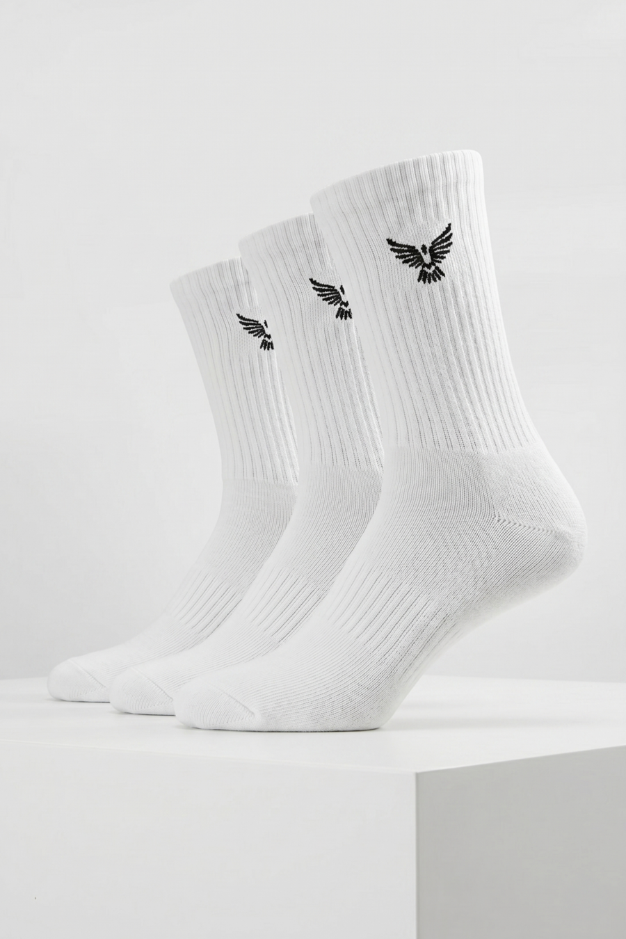 Boys Teen / Kids Cotton Long Sports Socks - White | 3-Pack