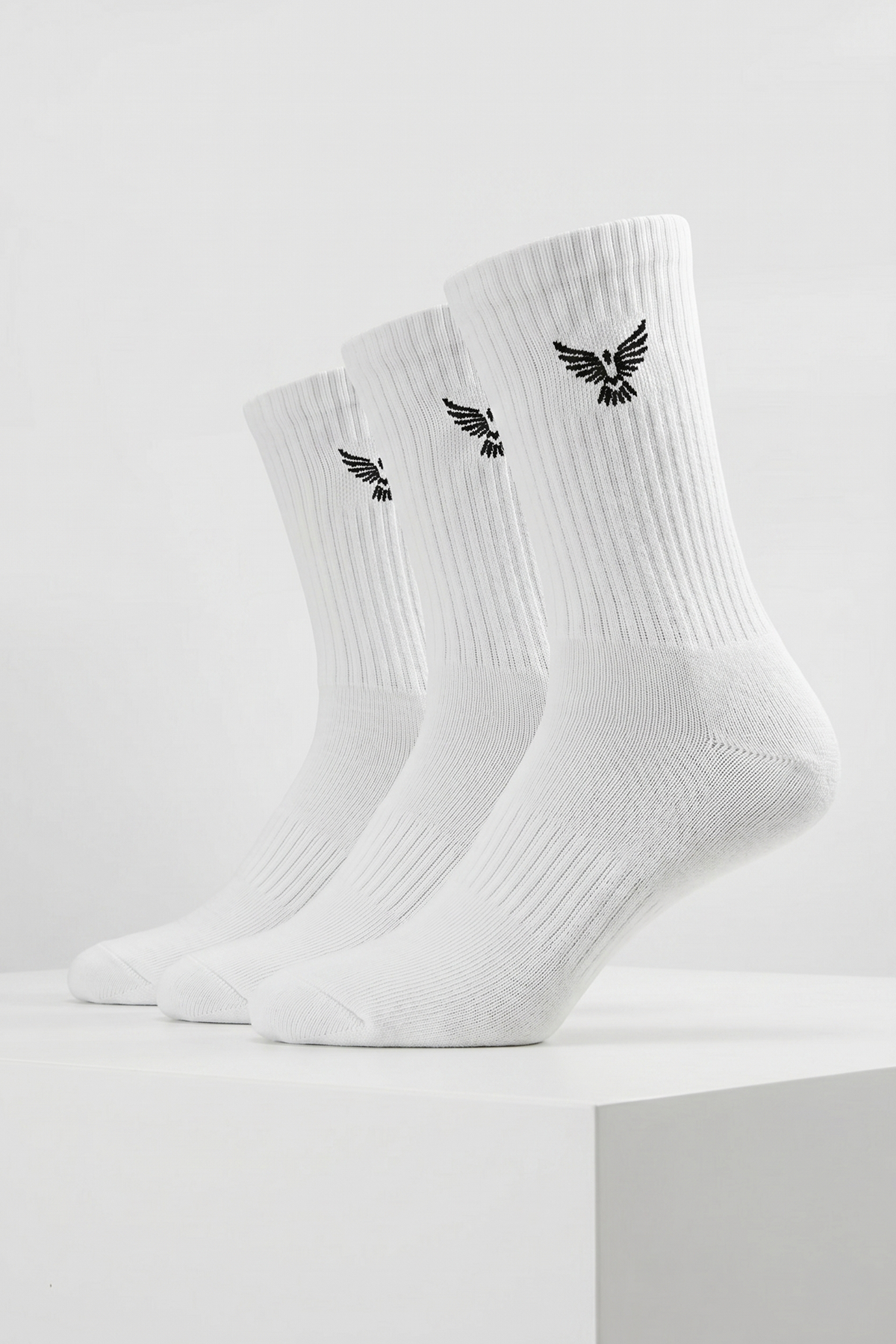 Girls Teen / Kids Cotton Long Sports Socks - White | 3-Pack